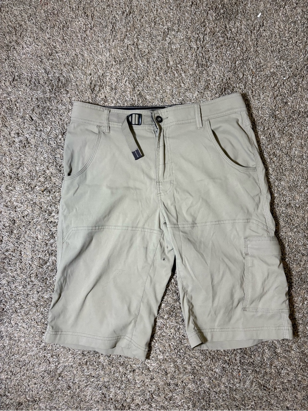 Prana Zion Cargo Shorts Mens Size 30W Tan Beige Hiking Outdoor Stretch Belted